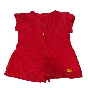 American Girl Doll Pleasant Company Culotte Red Romper Gold Flower Retired 1997